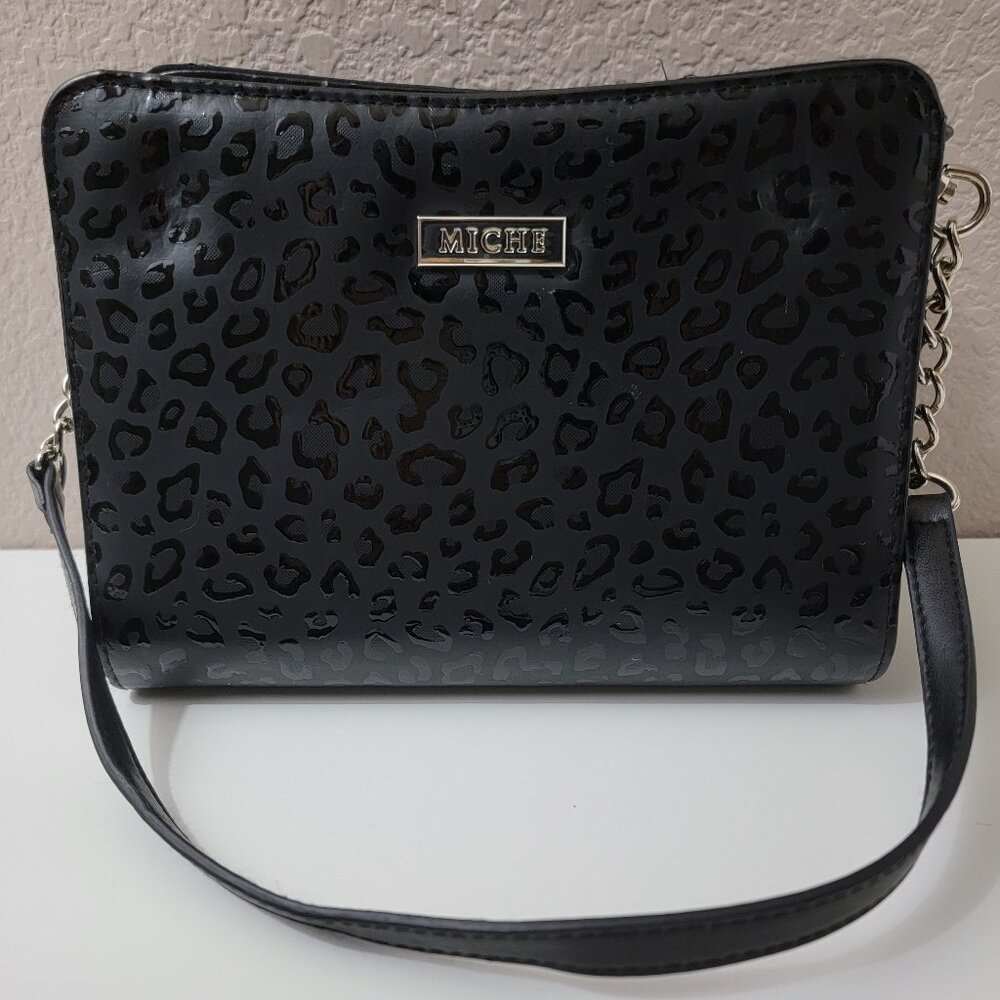 Miche Mika Black Leopard Detachable Shell Crossbody Bag 2-in-1